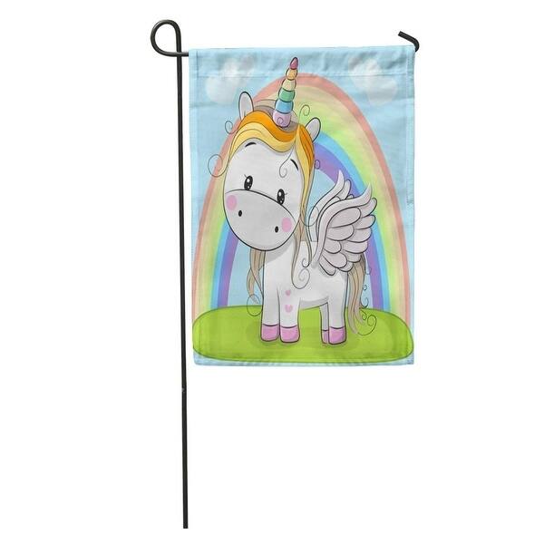 Shop Horn Cute Cartoon Unicorn And Rainbow Meadow Girl Baby Cloud Garden Flag Decorative Flag House Banner 28x40 Inch On Sale Overstock 31356672