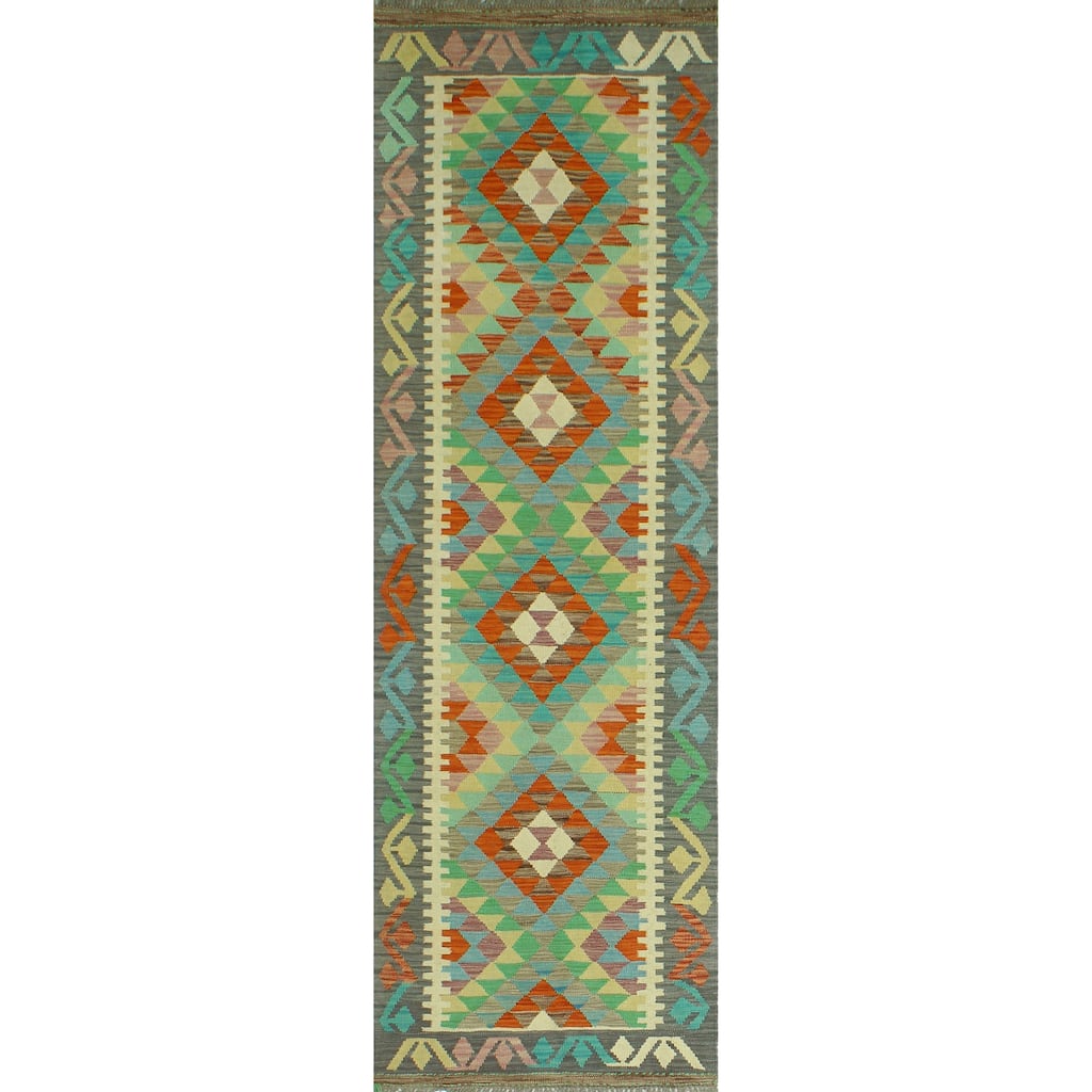 Sangat Flatweave Elyssa Red/Ivory Runner - 2'9" x 8'5"