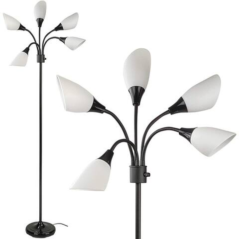 Medusa 5 Light Adjustable Floor Lamp with Acrylic Shades
