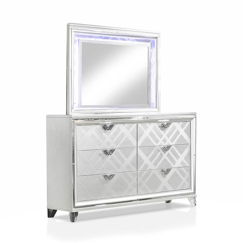 Furniture of America Bel Air Glam Wood 5-Piece Platform Bedroom Set with USB Port