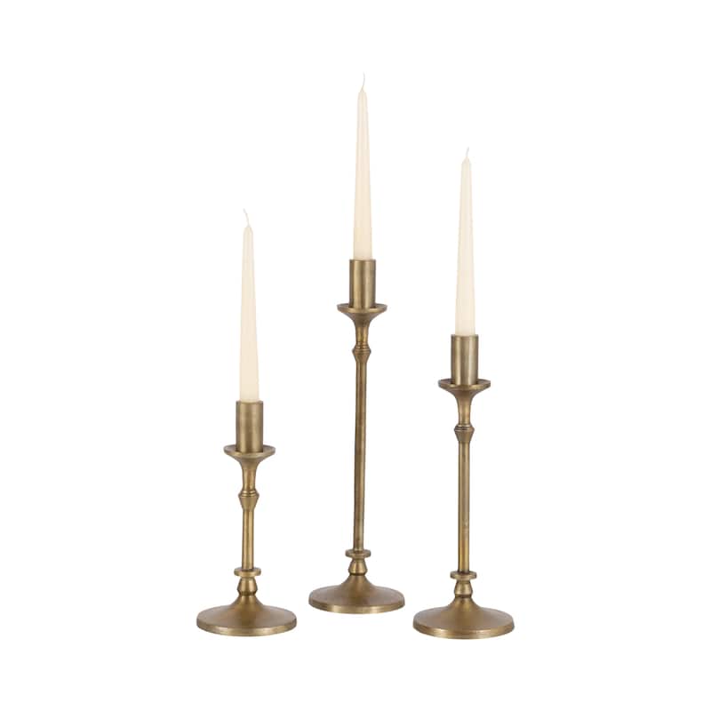 Kate and Laurel Lahari Candle Holder Set - 3 Piece - Gold