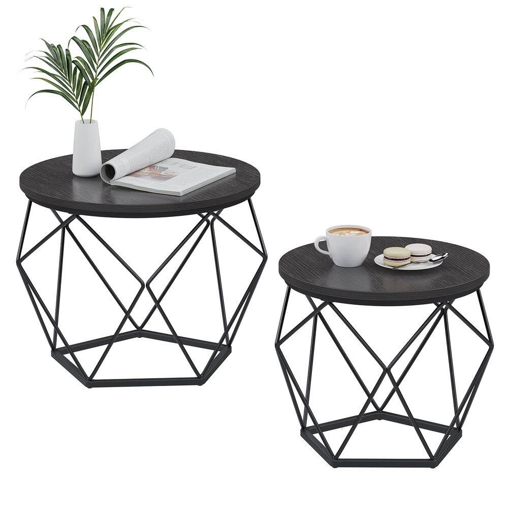 Set of 2 Small Coffee Table Black