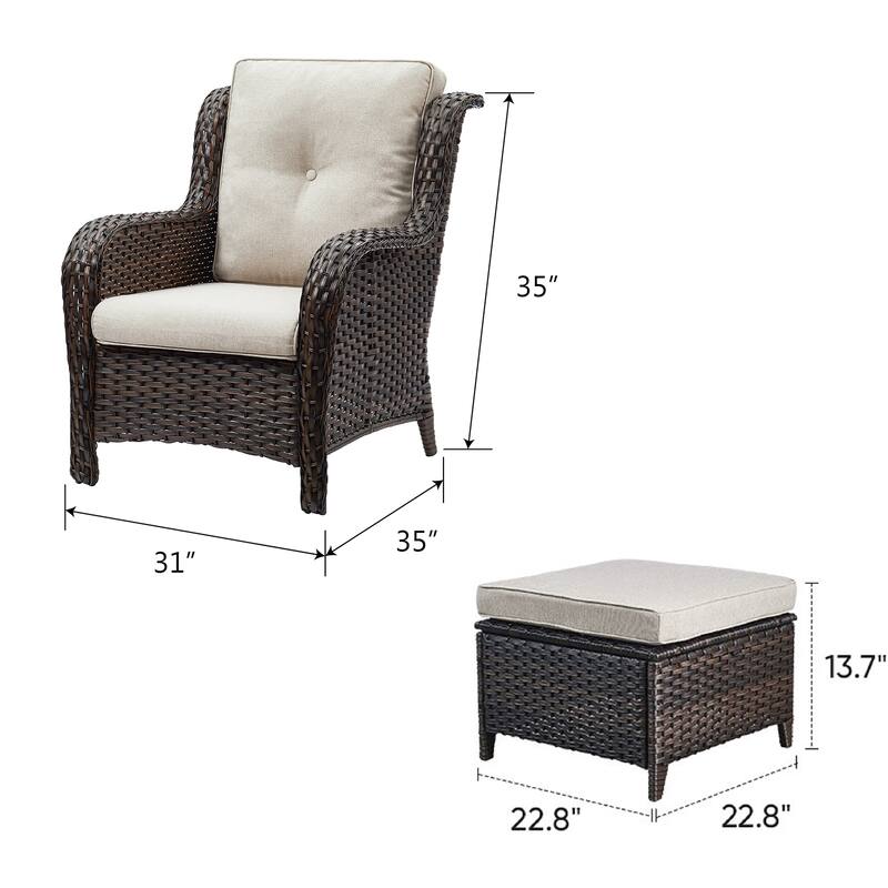 Gymojoy 4-Piece Outdoor Wicker Patio Furniture Chair Set, Rattan Coversation Set with Water Resistant Thick Cushions