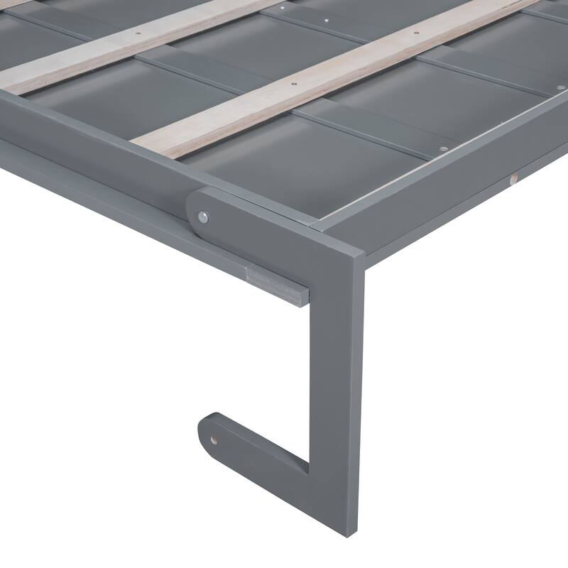 Space-Saving Queen Murphy Wall Bed with Cushion and Chair, Gray Finish