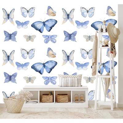 Blue Fairy Butterflies Wallpaper Peel and Stick