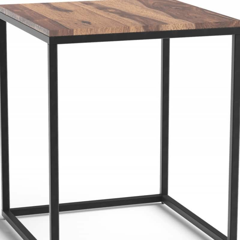 24 Inch Solid Wood and Iron Square End Table for Living Room - 20” x 20” x 24”