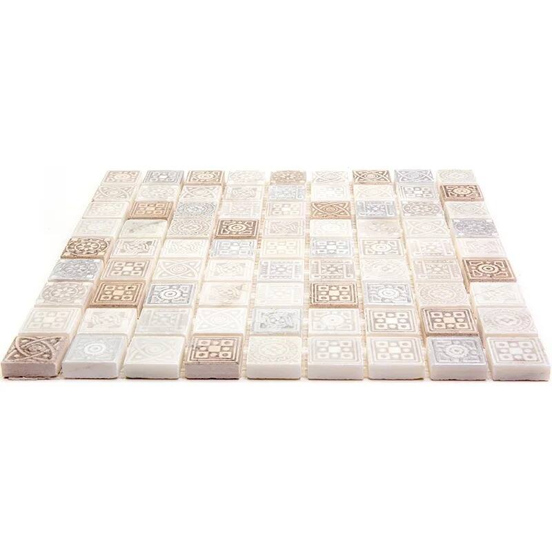 Apollo tile 12" x 12" Artisana Foiled Texture Cream Soft Earthy Stone Tile (5 sq ft/case) - 5 Pack