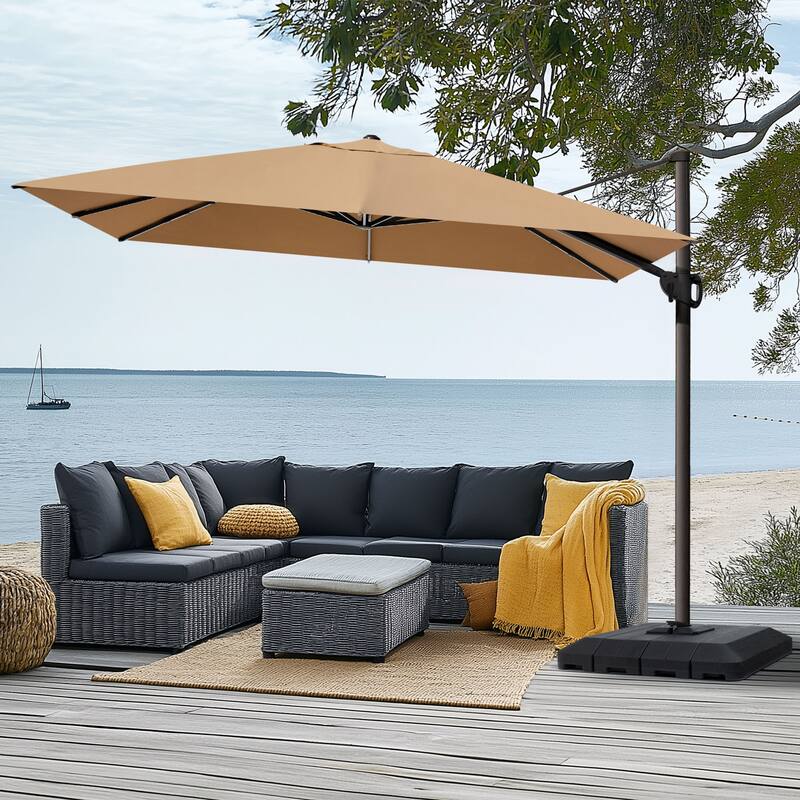 Pellebant 9 FT x 12 FT Outdoor Patio Cantilever-Offset Umbrella with Premium Base Stand