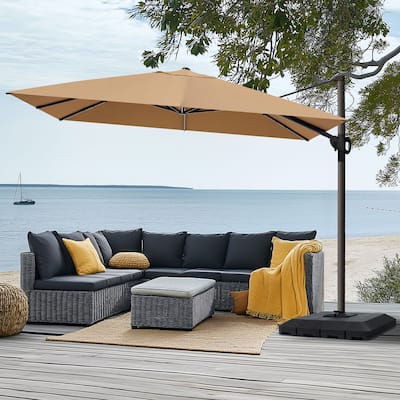Pellebant 9 FT x 12 FT Outdoor Patio Cantilever-Offset Umbrella with Premium Base Stand