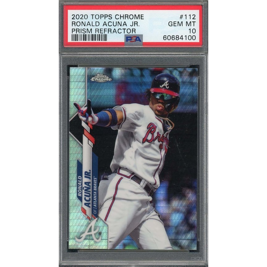 Ronald Acuna Jr 2020 Topps Chrome Prism Refractor Card #112 Graded PSA 10 - 8'6" x 11'6"