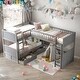 preview thumbnail 13 of 22, Twin Size Bunk Bed with a Loft Bed attached, with Two Drawers,Unique Bunk Bed Design,Includes Two Drawers Can Storage,2 Color Gray