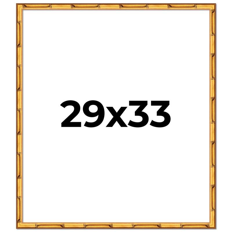 29x33 Frame Gold Bamboo Picture Frame Modern Photo Frame Includes UV Acrylic Shatter Guard Front Acid Free Foam Backing Board