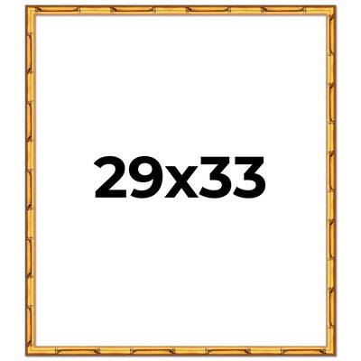 29x33 Frame Gold Bamboo Picture Frame Modern Photo Frame Includes UV Acrylic Shatter Guard Front Acid Free Foam Backing Board