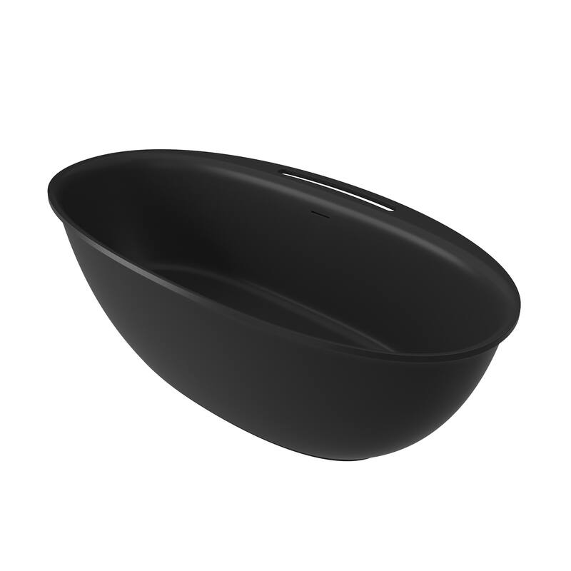 63" / 67" Solid Surface Freestanding Bathtub in Matte White/Black