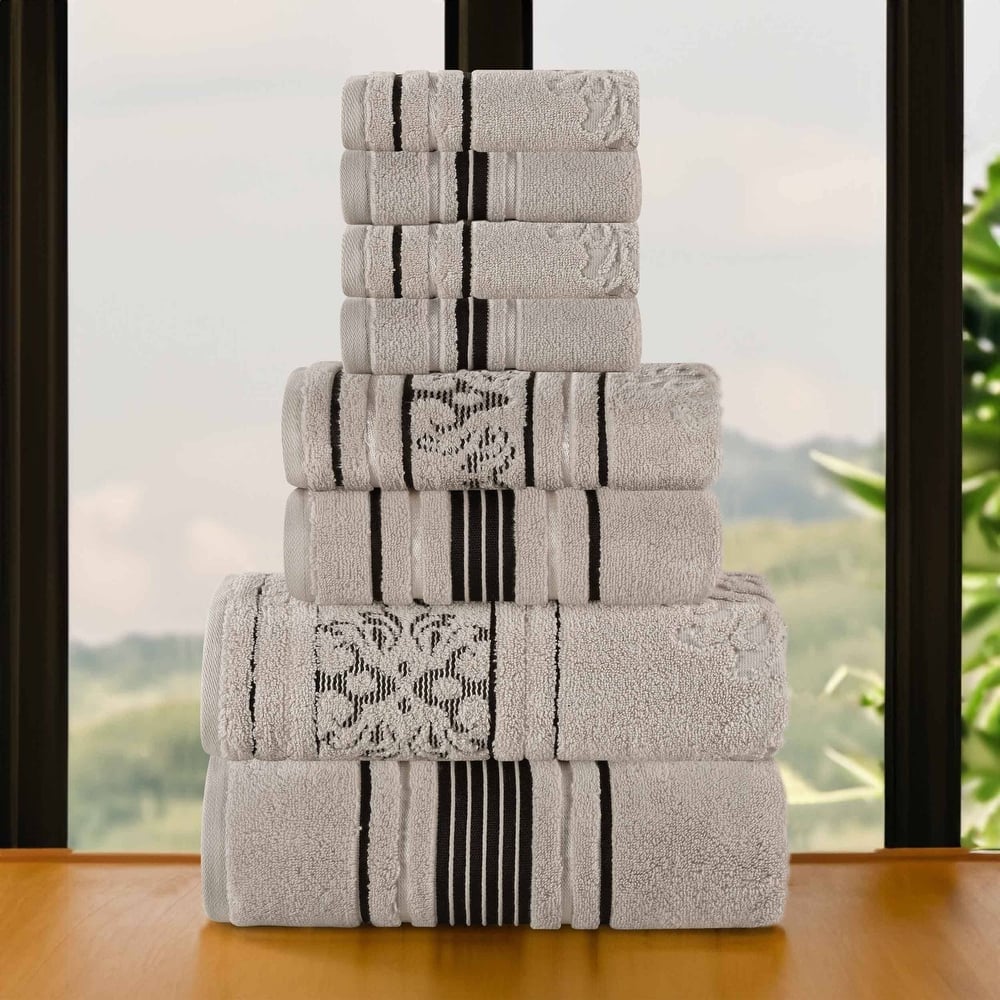Superior Sadie Zero Twist Cotton Solid and Floral 8 Piece Towel Set