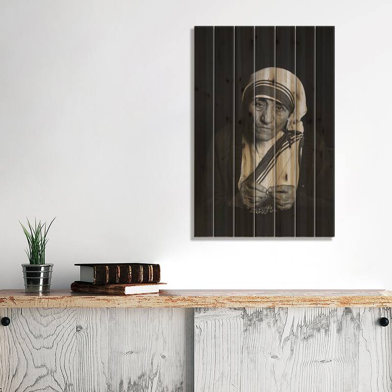 Mother Teresa Photograph Print On Wood by Unknown Artist - Multi-Color