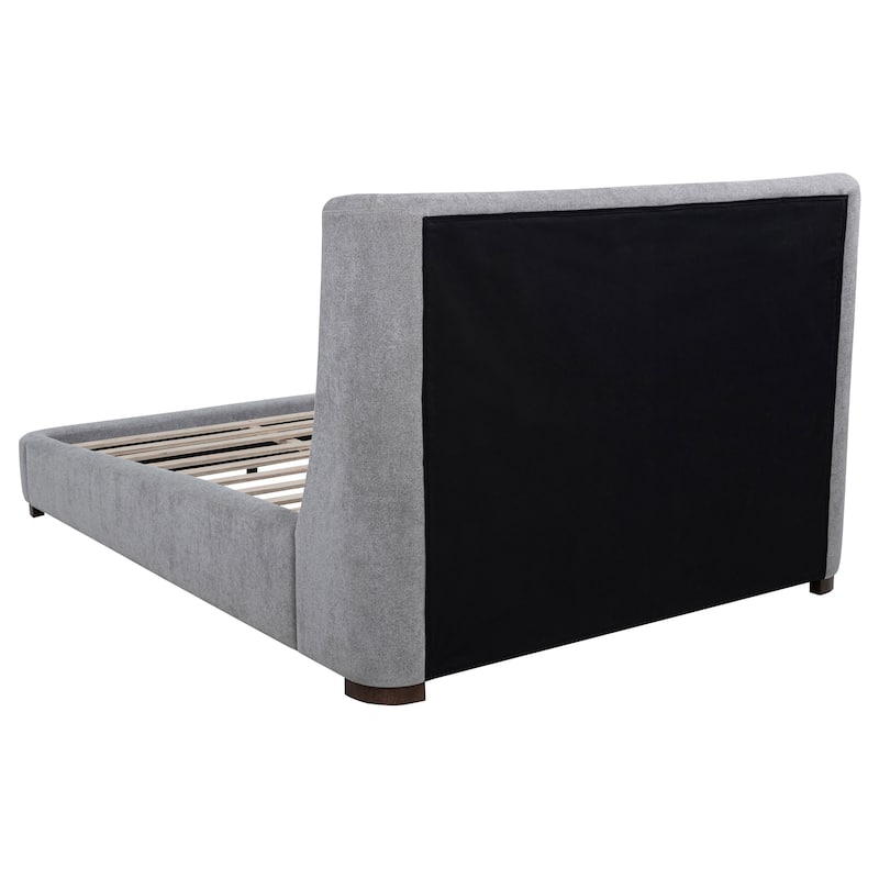 Rennes Upholstered Wingback Platform Bed Grey