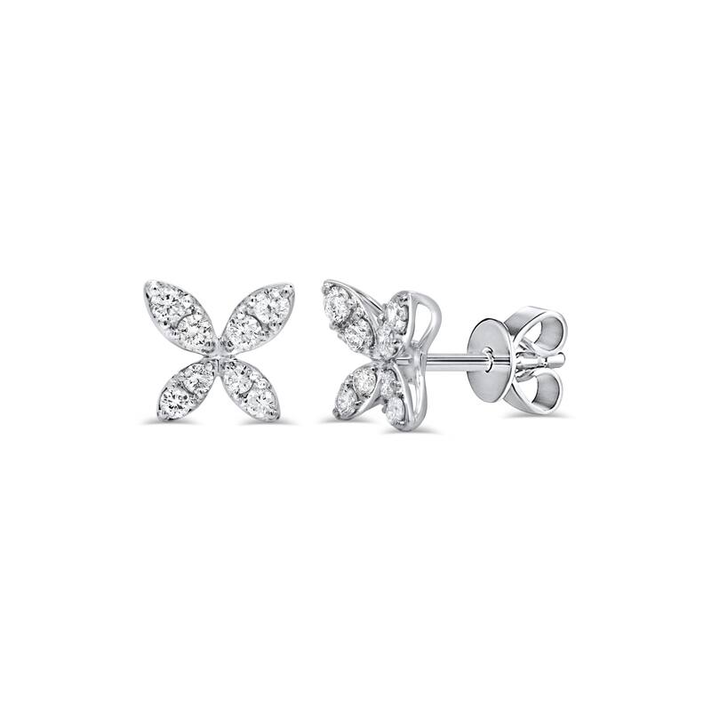 Joelle Collection 14K Yellow Gold Diamond Butterfly Stud Earrings - White