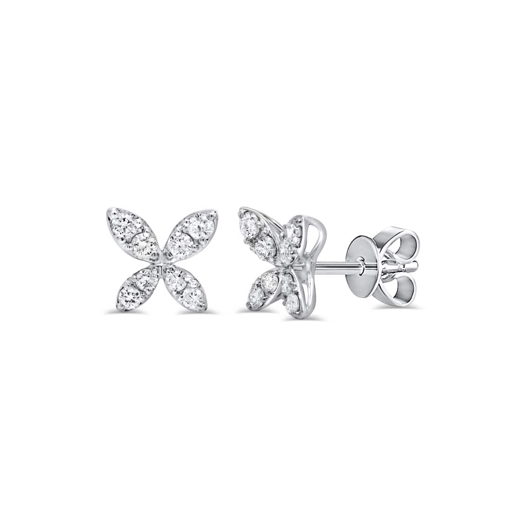 Joelle Collection 14K Yellow Gold Diamond Butterfly Stud Earrings