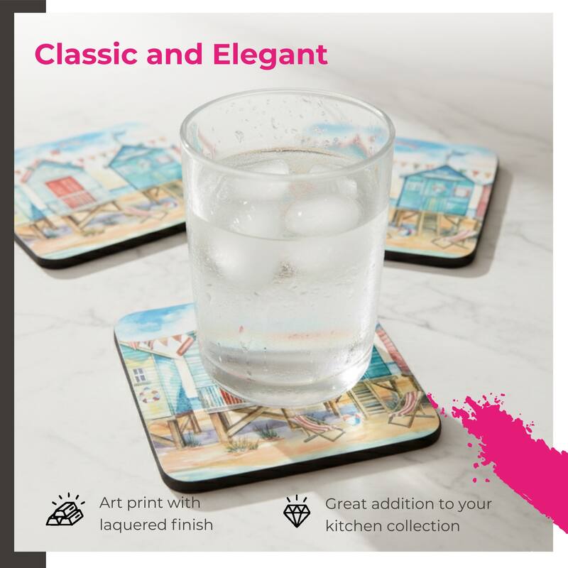 Portmeirion Beach Huts Coasters, Set of 6