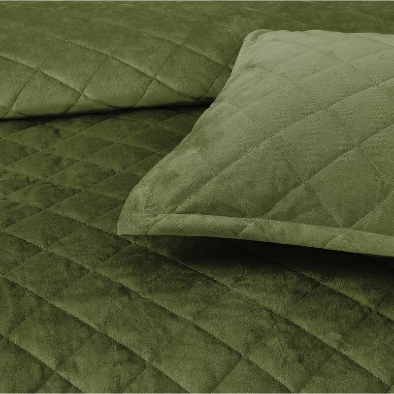 Serenta Velvet Quilts 5 Piece Ultra Soft Floor Touching Bedspread Set