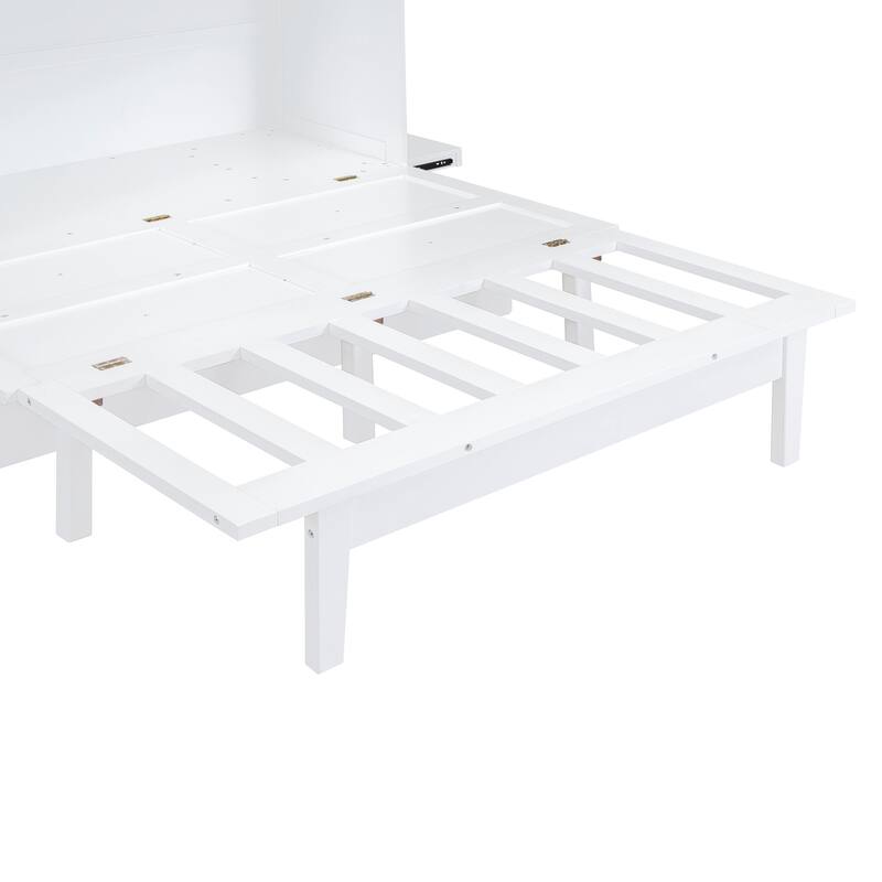 Queen Size Murphy Bed with USB Port and removable Shelves on Each Side
