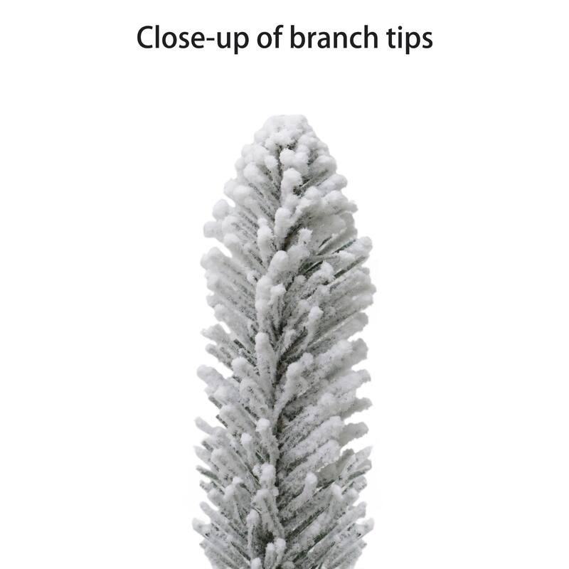 Puleo International Pre-Lit 4' Potted Flocked Alpine Artificial Christmas Tree