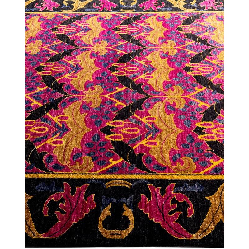 Arts & Crafts One-of-a-Kind Hand-Knotted Area Rug - Black, 6' 3" x 8' 9" - 6' 3" x 8' 9"
