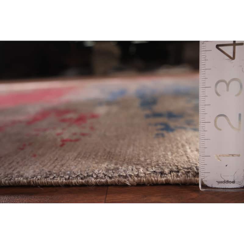 Contemporary Indian Area Rug Handmade Abstract Wool Carpet - 6'7" x 9'8"