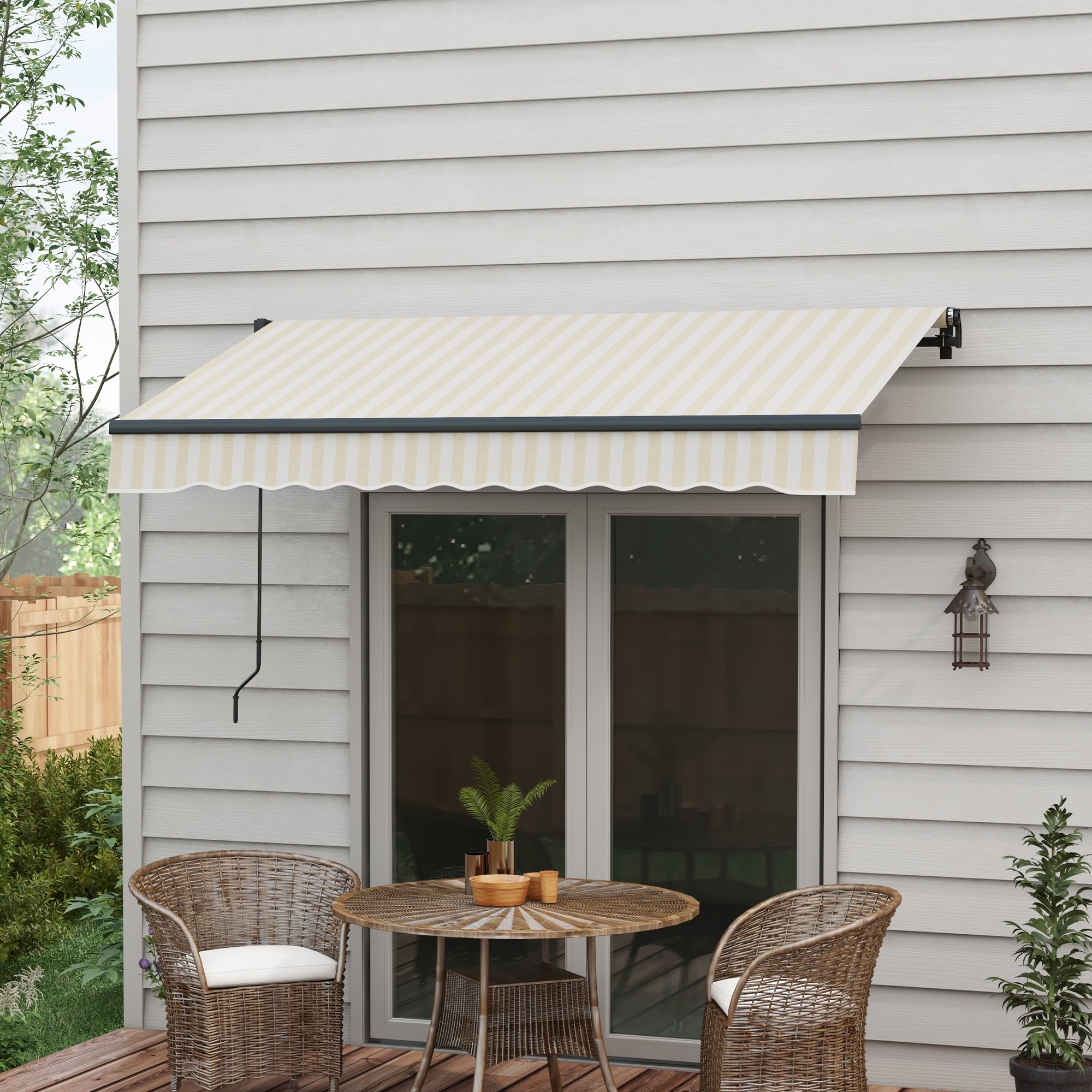 Outsunny 8' x 6.5' Retractable Awning, Patio Awning Sunshade Shelter with Manual Crank Handle