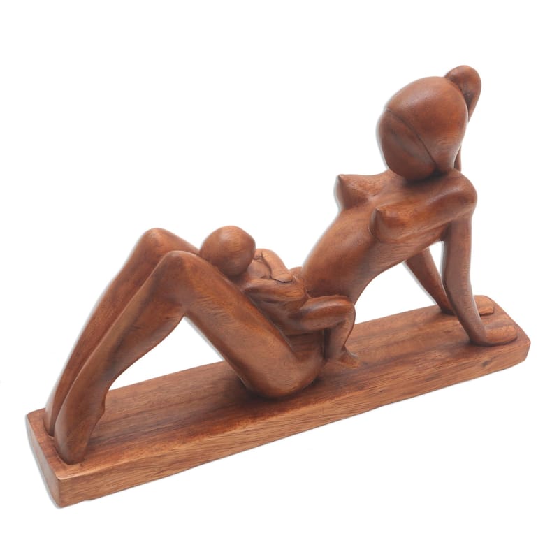 Novica Handmade A Mothers Happiness Wood Sculpture