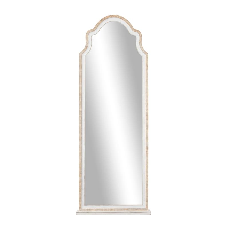 Wood Tall Wall Mirror with Arched Top - Brown - Roche River Decor - 3"W x 26"L x 70"H