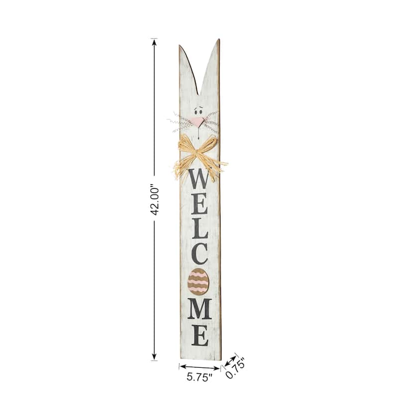 Glitzhome 42"H Wooden Welcome Easter Porch Sign with Bunny Ears Wall Decor Indoor Outdoor