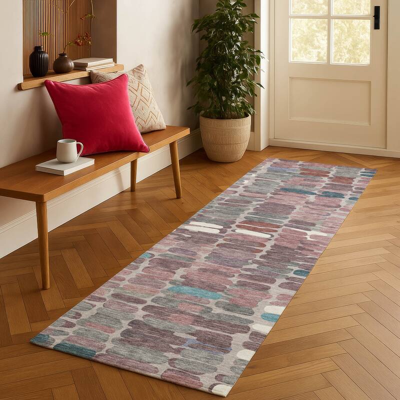Machine Washable Indoor/ Outdoor Modern Caps Chantille Rug