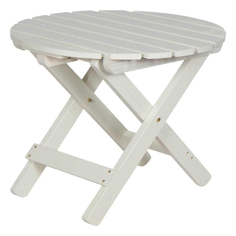 Porch & Den All Weathered Round Adjustable Folding Table - Eggshell White