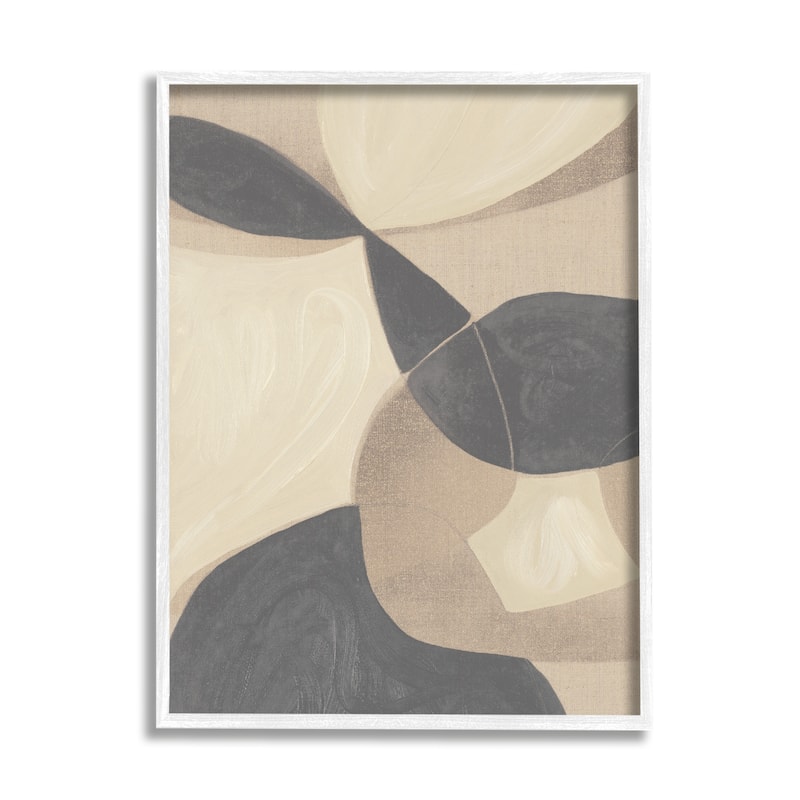 Stupell Modern Beige Boho Abstract Overlapping Shapes Framed Wall Art - 11 x 14 - White