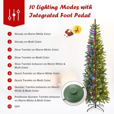 6 Ft Pencil Prelit Christmas Tree,Metal Base
