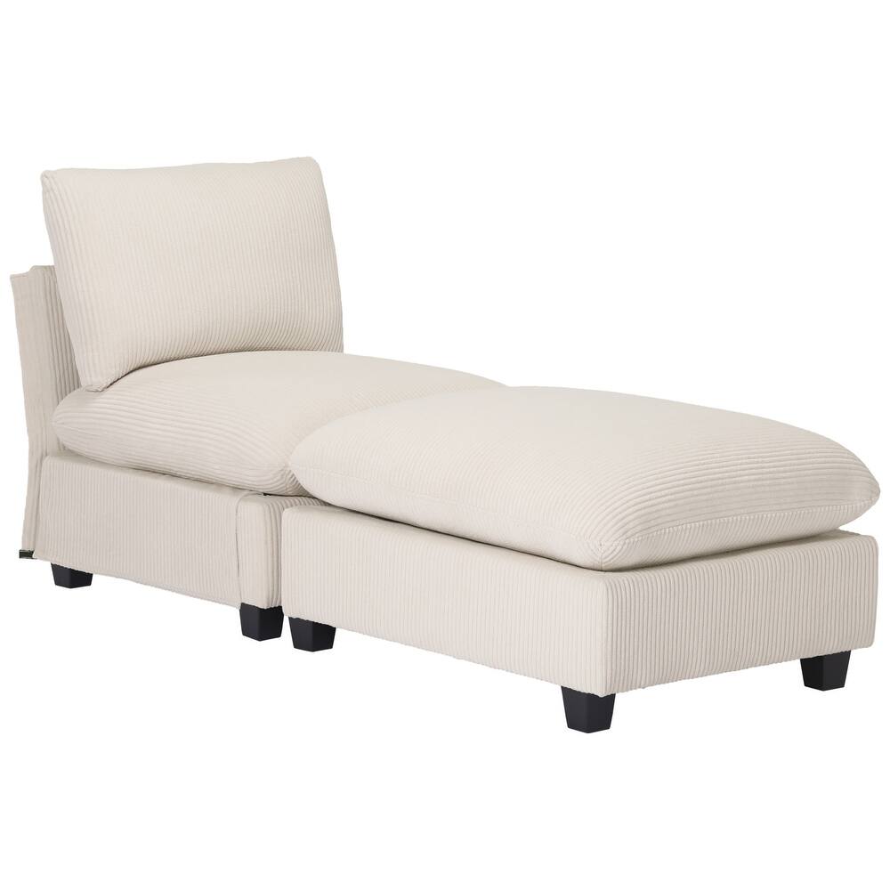 Hamilton Corduroy Upholstered Single Sofa Chair with Ottoman
