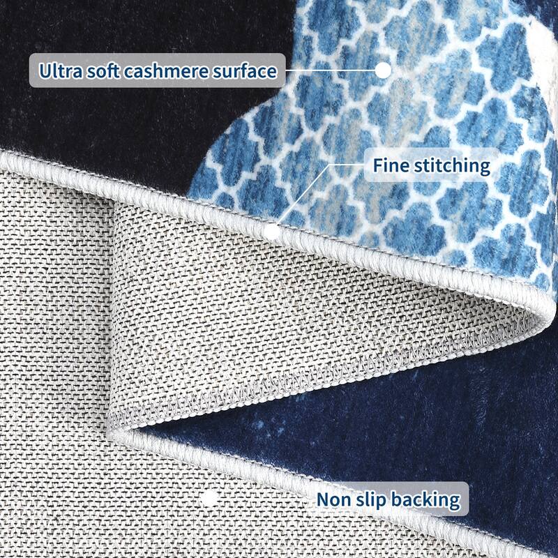 Area Rug Modern Abstract Rugs for Living Room Geometric Non-Slip Backing Low Pile Floor Carpet