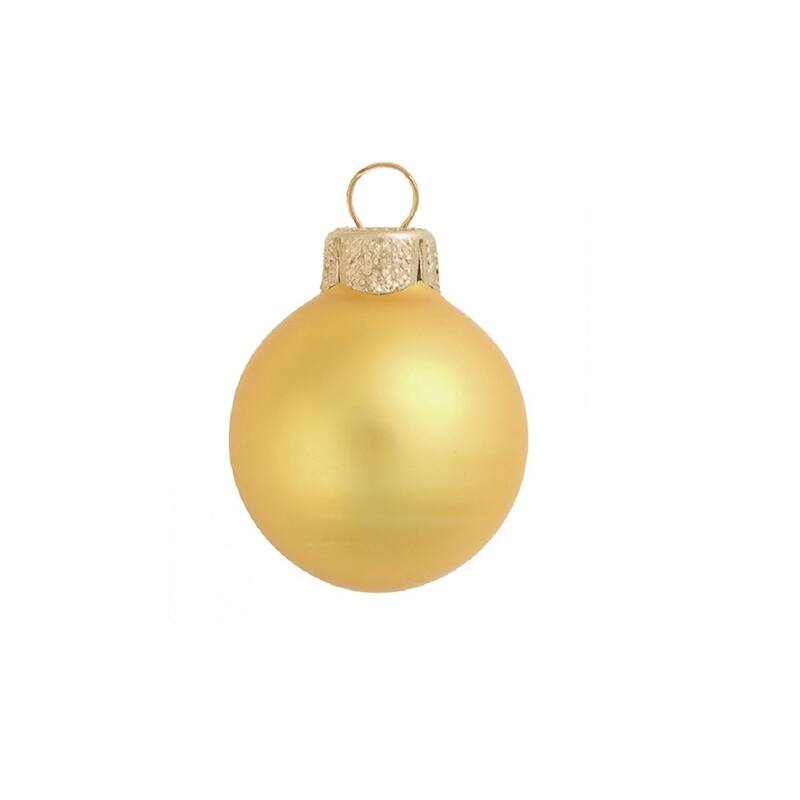 Matte Finish Glass Christmas Ball Ornaments 2" (50Mm) Yellow 28Ct