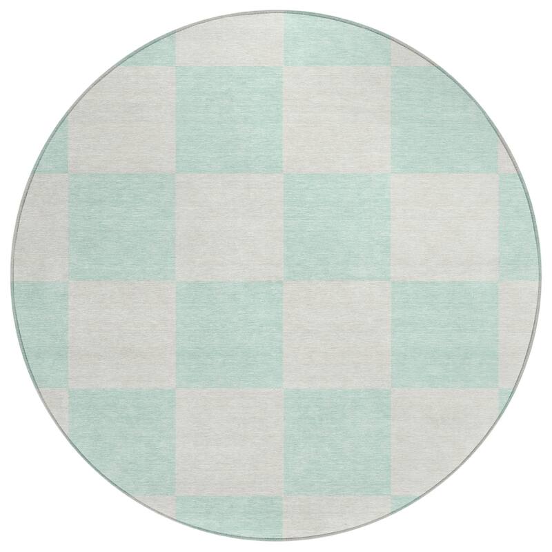 Machine Washable Indoor/ Outdoor Modern Checker Chantille Rug