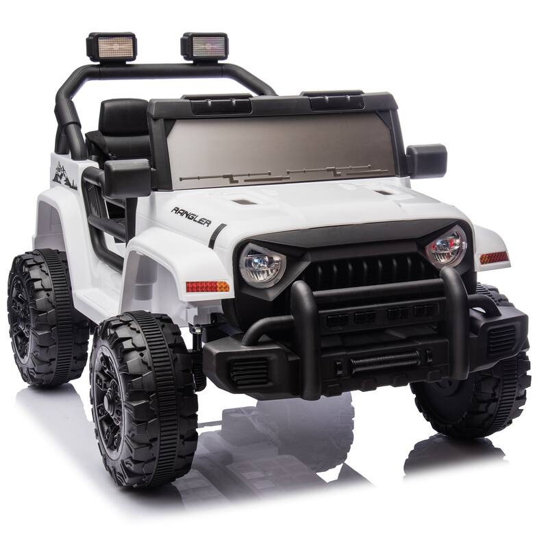 Ride on Truck Car with Removable Steering Wheel, Electric Car for Kids with LED Lights, Tan Battery Powered Electric Car