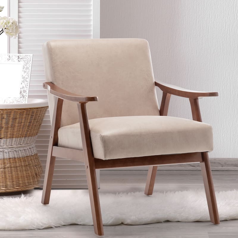 Extra-Thick Backrest Accent Chair with Solid Wood Frame