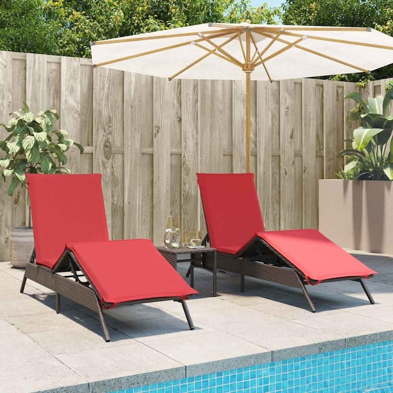 vidaXL Patio Sun Lounger Black/Brown/Grey - 9.1 x 31.0 x 13.2 - Brown