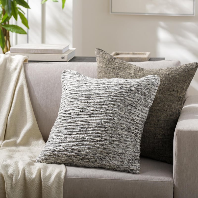 Burkley Woven Throw Pillow - 20x20 Cover Only - Black