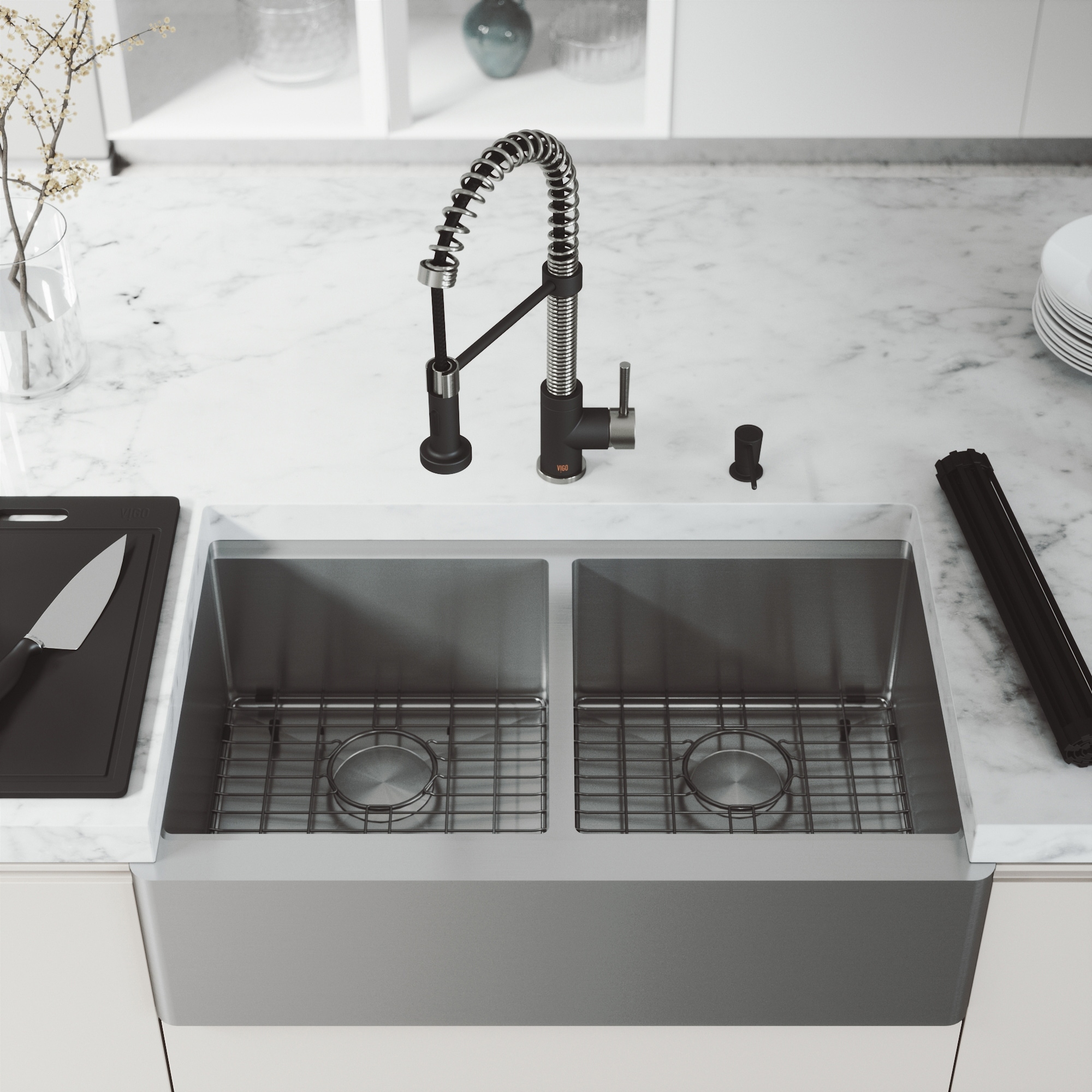VIGO Double Bowl Oxford Apron Front Stainless Steel Farmhouse ...