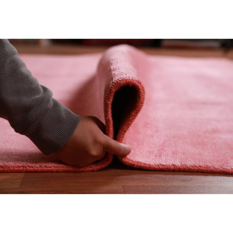 Hand Knotted Oriental 100% Wool Carpet Modern Solid Coral Gabbeh Area Rug - 12' 1'' X 9' 1''