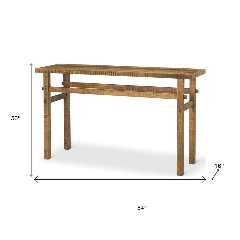 HomeRoots 54" Brown Solid Wood Distressed Console Table - 54' X '30' X '16