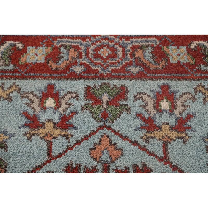 Light Blue Oushak Oriental Foyer Rug Hand-Knotted Wool Carpet - 2'11" x 4'11"