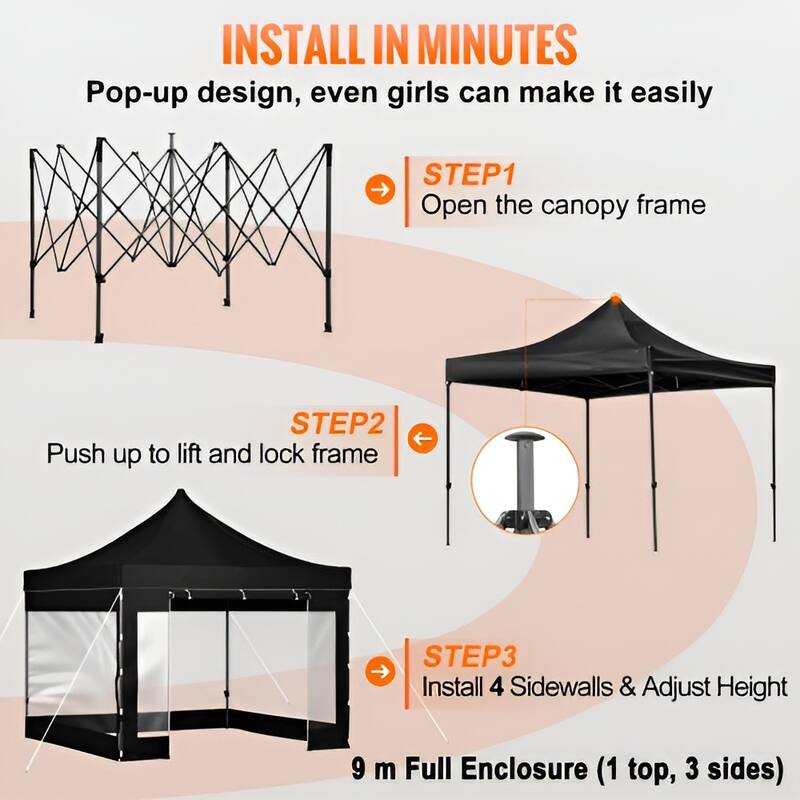 PVC Outdoor Patio Gazebo Tent with Sidewalls and Roller Bag
